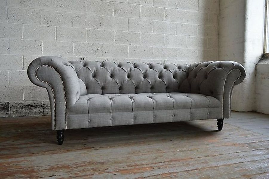 JVmoebel Chesterfield-Sofa Design Chesterfield Sofa 3 Couch Sofa Stoff Pols günstig online kaufen