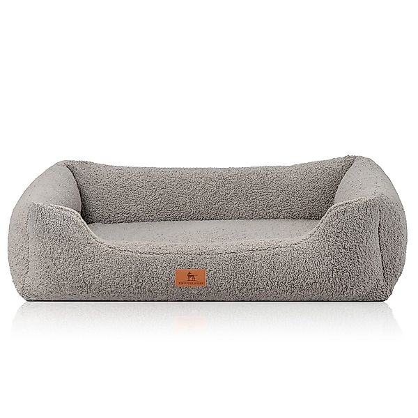 Knuffelwuff Hundebett Wollekopp Orthopädisch Kunstfell M-L 85 x 63cm Grau günstig online kaufen