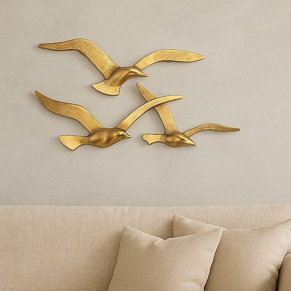MF Wanddekoobjekt Wanddeko Seagold Möwen Gold günstig online kaufen