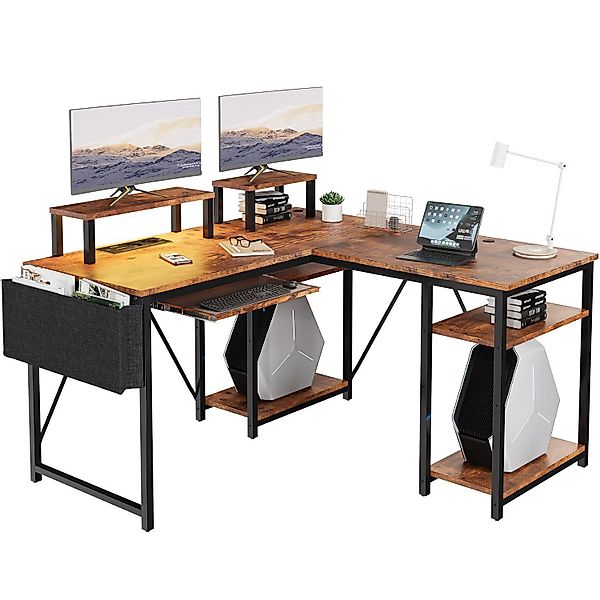 HOMALL Gamingtisch Eckschreibtisch mit LED, Schreibtisch günstig online kaufen