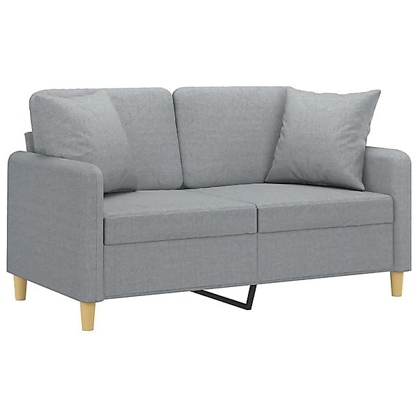 vidaXL 2-Sitzer-Sofa mit Zierkissen Hellgrau 120 cm Stoff 3200901 günstig online kaufen