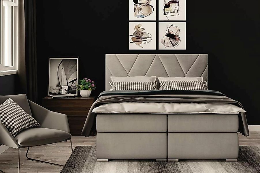 JVmoebel Boxspringbett Luxus Schlafzimmer Bett Polster Stoff Design Doppelb günstig online kaufen