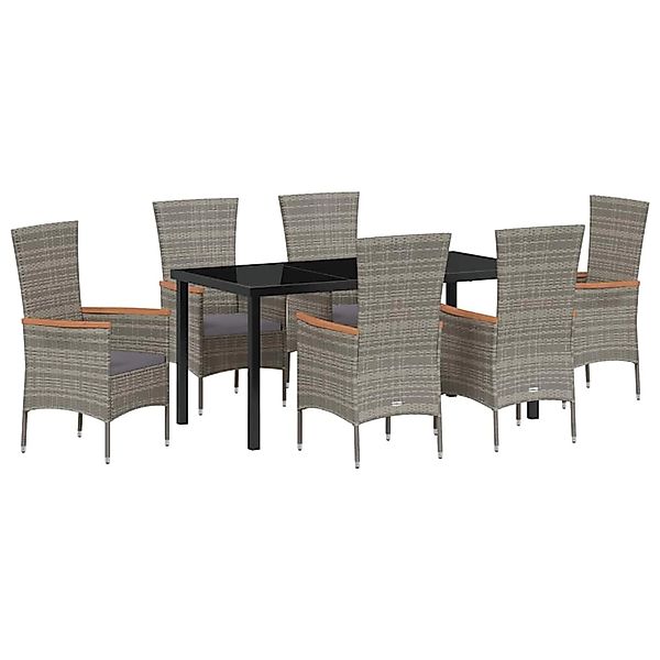 vidaXL Garten Essgruppe mit Kissen 7-Tlg Grau Poly Rattan 3379433 günstig online kaufen
