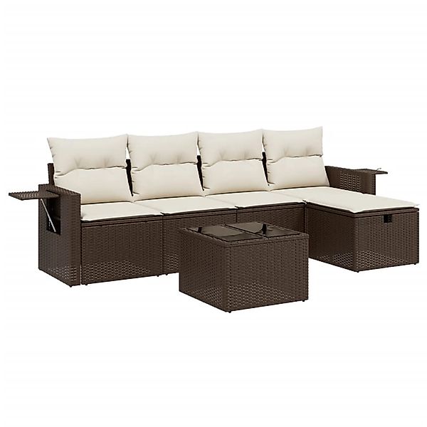 vidaXL 6-Tlg Garten-Sofagarnitur mit Kissen Braun Poly Rattan 3263789 günstig online kaufen