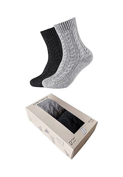 Camano Sneakersocken warm & cozy (2-Paar) mit Zopfmuster, Rippenbündchen günstig online kaufen