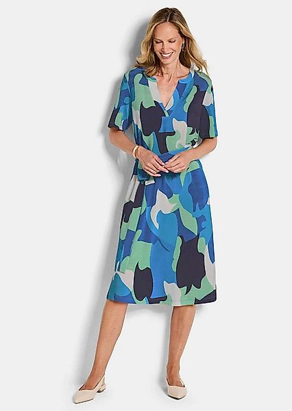 GOLDNER Sommerkleid Druckkleid mit organischem Muster Viskosekleid mit Rund günstig online kaufen