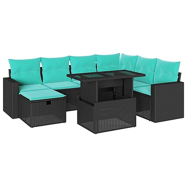 vidaXL 8-Tlg Gartensofa-Set mit Kissen Schwarz Polyrattan 3274837 günstig online kaufen