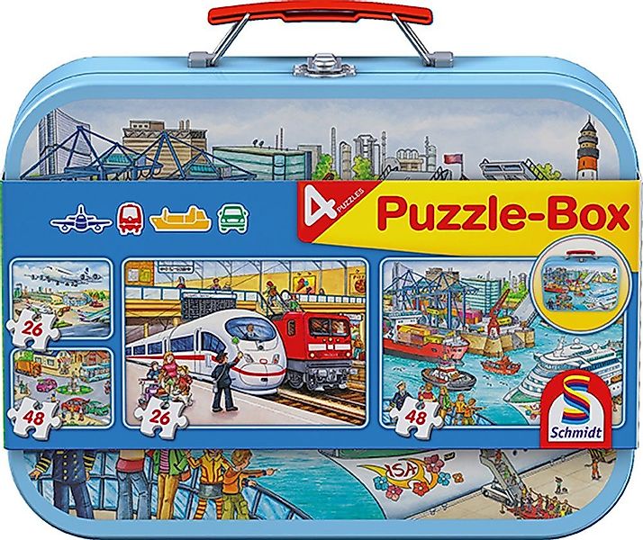 Schmidt Spiele Puzzle Puzzlekoffer Puzzlebox Verkehrsmittel 2 x 26 + 2 x 48 günstig online kaufen