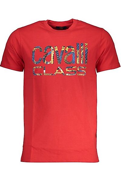 Cavalli Class T-Shirt Herren Kurzarm T-Shirt Rot mit Logo und Druck günstig online kaufen