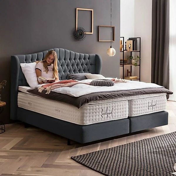 BettCo Boxspringbett Maison (in Anthrazit Webstoff, 140 x 200 cm), Chesterf günstig online kaufen