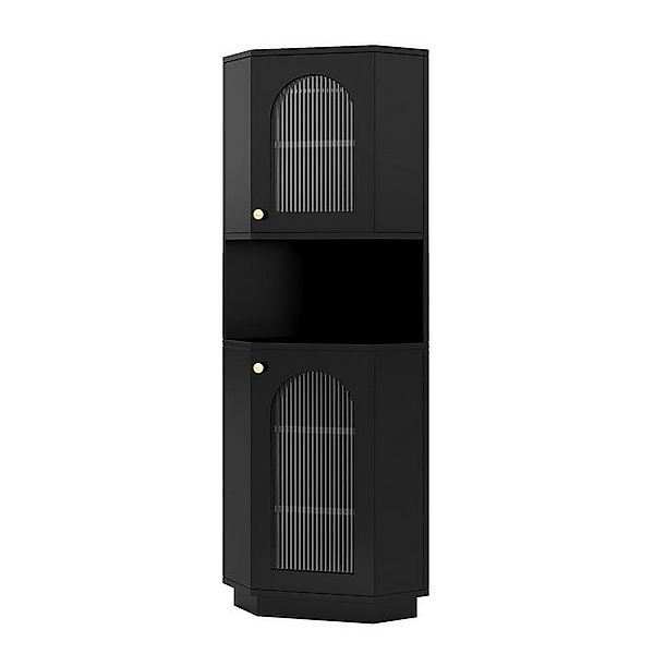 Gotagee Stauraumschrank Badschrank mit Lichtleiste 45x 45 x 166,5 cm Ecksch günstig online kaufen