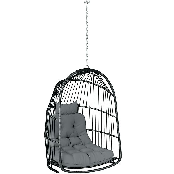 Outsunny Hängesessel Hängekorb mit Kissen Polyrattan Schaukel Outdoor Indoo günstig online kaufen