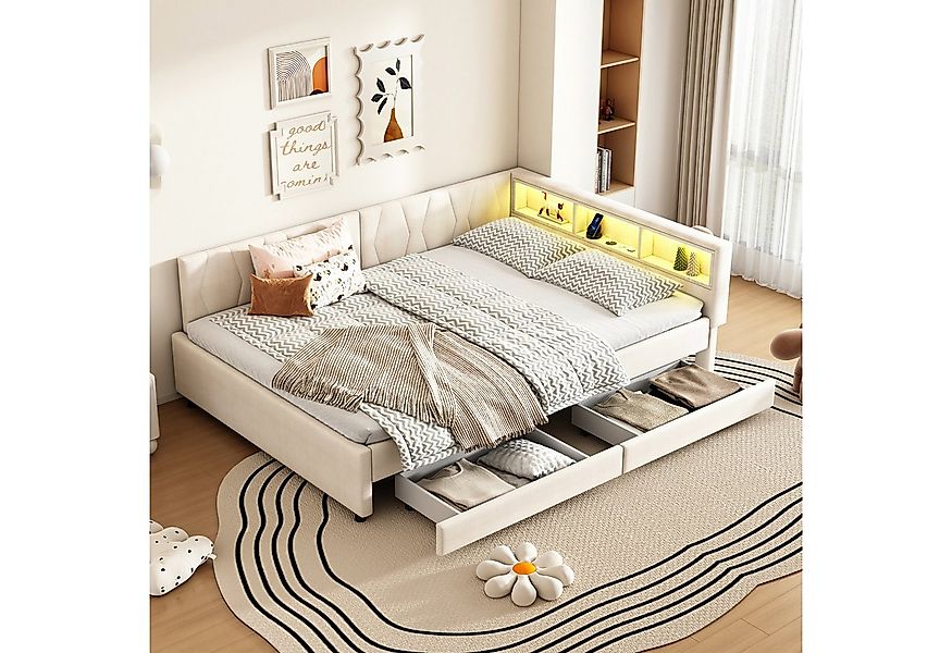 HAUSS SPOLE Schlafsofa 140x200, Schlafsofa mit LED-Umgebungslicht, mit Matr günstig online kaufen