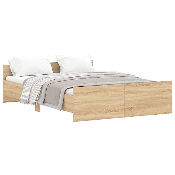 vidaXL Bettgestell mit Kopf- und Fußteil Sonoma-Eiche 140x190 cm1908402 günstig online kaufen