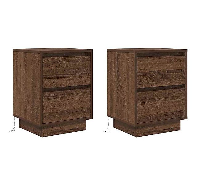 vidaXL Nachttisch Nachttische mit LED-Leuchten 2 Stk. Braun Eichen-Optik (2 günstig online kaufen