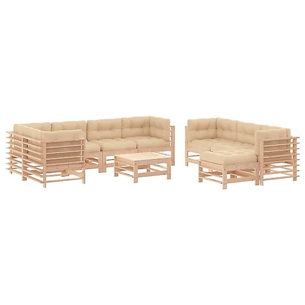 vidaXL 10-tlg Garten-Lounge-Set mit Kissen Massivholz Modell 3 günstig online kaufen