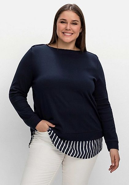 Sheego T-Shirt 2-in-1-Shirt Langarm mit Ansatz aus Blusenstoff günstig online kaufen