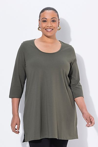 Ulla Popken Longshirt Longshirt A-Linie Rundhalsausschnitt günstig online kaufen