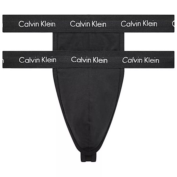 Calvin Klein – 2er-Set Tangas mit Logo-Bund in Schwarz günstig online kaufen