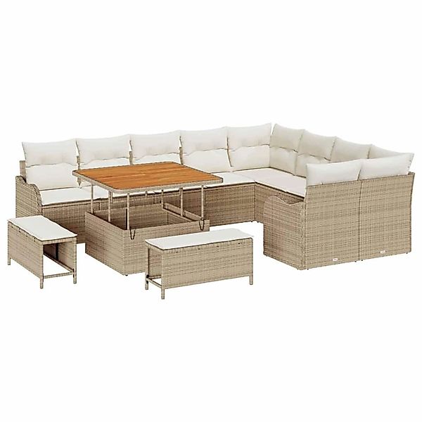 vidaXL Garten-Sofa-Set 12-Tlg Beige Poly Rattan 3362296 günstig online kaufen