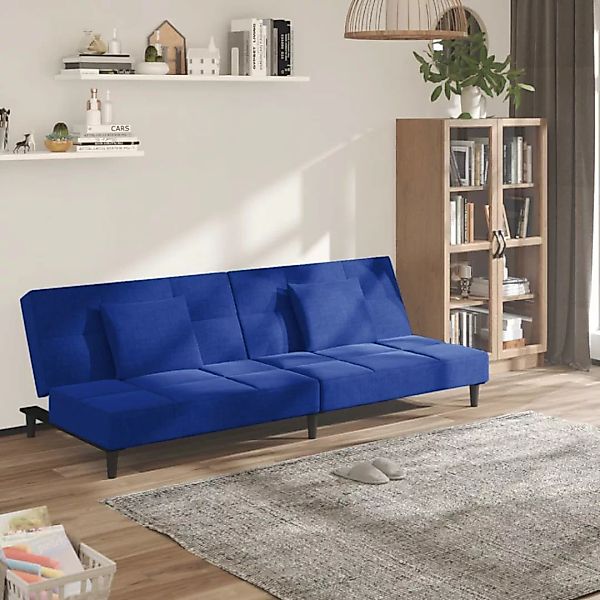 Vidaxl Schlafsofa 2-sitzer Mit 2 Kissen Blau Stoff günstig online kaufen