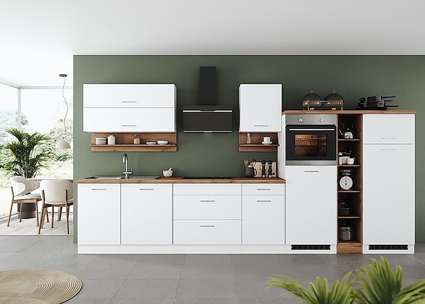 KOCHSTATION Küchenzeile "KS-Milan" 390 cm breit, viel Stauraum, wahlweise m günstig online kaufen