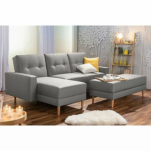 Ecksofa mit Schlaffunktion Hellgrau (zweiteilig) günstig online kaufen