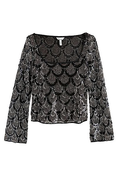 Next Blusenshirt Langarmoberteil mit Pailletten, eckiger Ausschnitt (1-tlg) günstig online kaufen