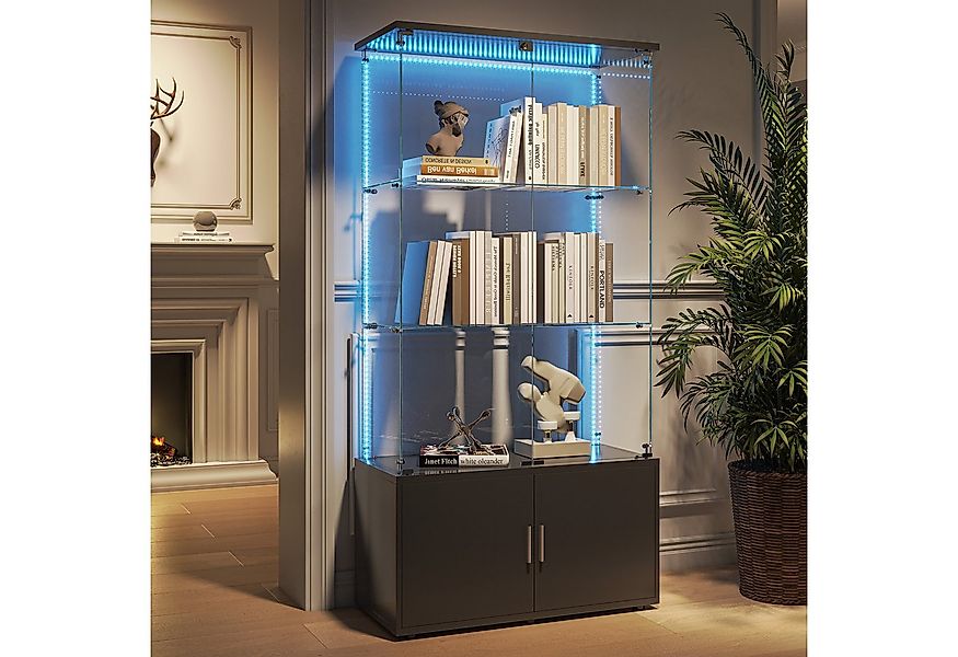 Furnishings Home Glasvitrine Standvitrine LED Hochglanz Vitrine Hochschrank günstig online kaufen