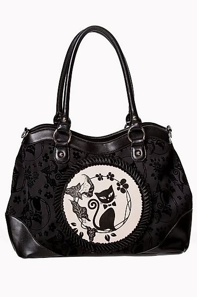 Banned Schultertasche Call Of The Phoenix Schwarz, Katze Gemme Samt Gothic günstig online kaufen