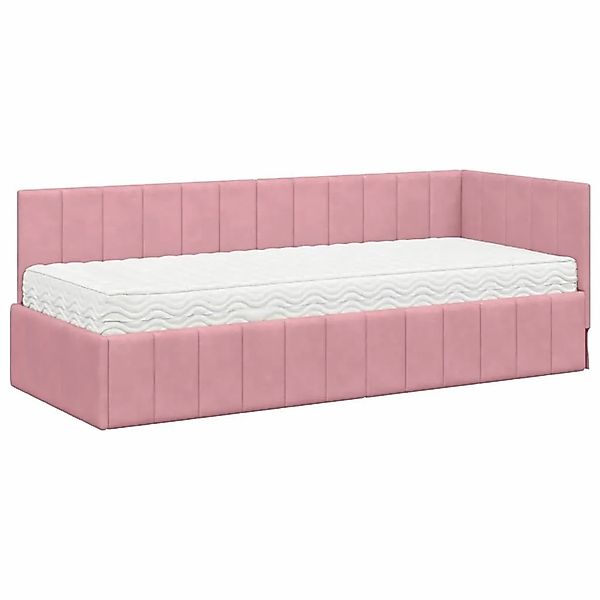 vidaXL Eckbettgestell mit Matratze mit Kopfteil Rosa 80 x 200 cm Samt 33938 günstig online kaufen