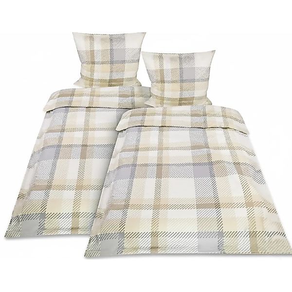 Beautissu Mira Bettwäsche 135x200cm + Kissenbezug 80x80cm Beige Biber 4tlg günstig online kaufen