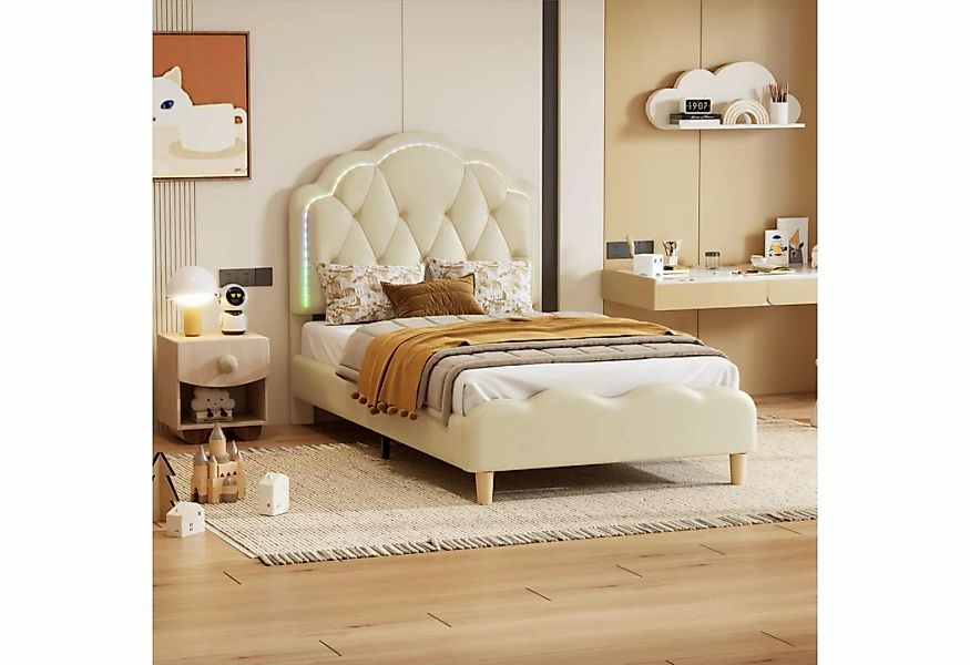 REDOM Polsterbett Einzelbett mit Holzlatten, Kunstleder (Kinderbett mit meh günstig online kaufen