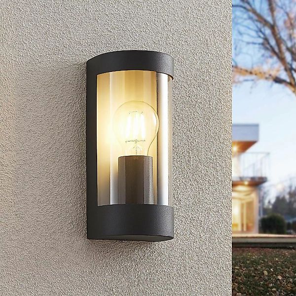 Lindby Außenwandlampe Junias, 24cm, anthrazit, Edelstahl günstig online kaufen