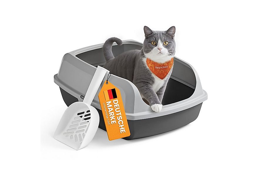 FEANDREA Katzentoilette, Katzenklo mit hohen Seitenwänden, offene Katzentoi günstig online kaufen