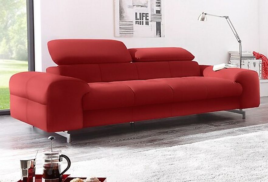 COTTA 3-Sitzer »Chef«, Big-Sofa mit Kopfteilverstellung, edle Metallkufen günstig online kaufen