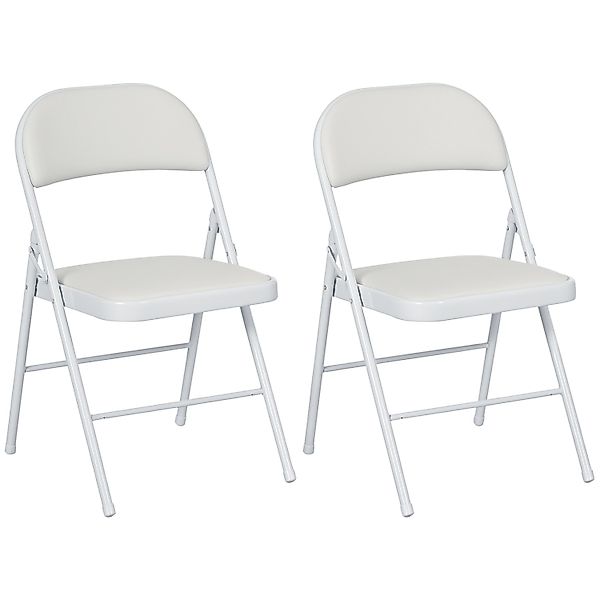 HOMCOM Klappstuhl mit Stahlrahmen Stahl Kunstleder Weiß 45L x 46B x 78H cm günstig online kaufen