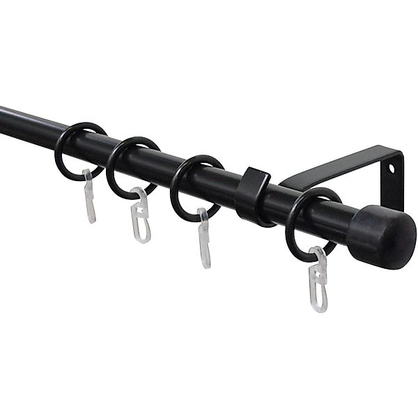 Gardinia Gardinenstangen Set 1-läufig Cap Schwarz ausziehbar günstig online kaufen