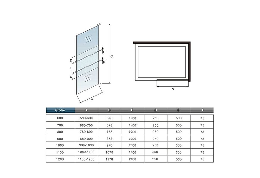 Duschparadies Duschwand Walkin 6mm NANO Glasmit Milchstreifen Glaswand Dusc günstig online kaufen
