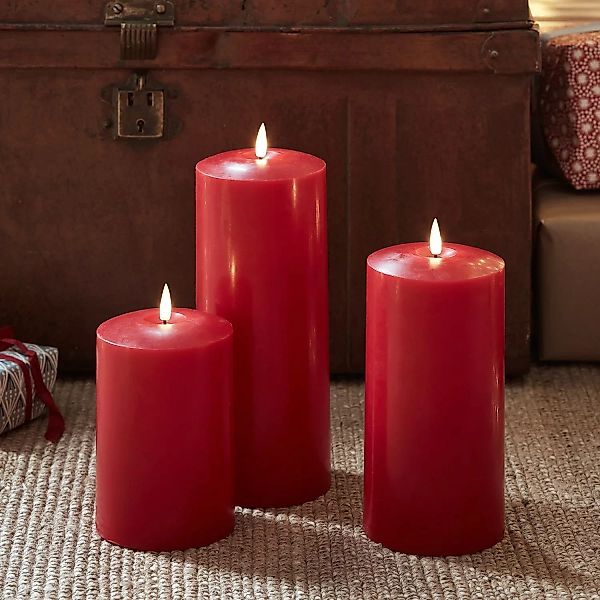 3er Set TruGlow® LED Kerzen rot günstig online kaufen