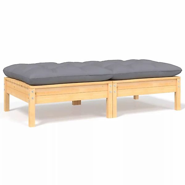 2-sitzer-gartensofa Mit Grauen Kissen Massivholz Kiefer günstig online kaufen