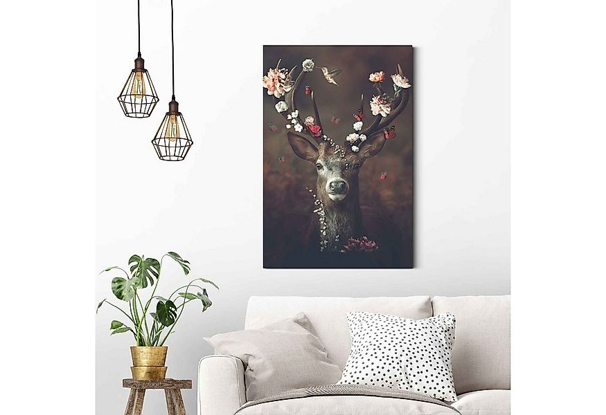 Reinders! Wandbild Hirsch Romantisch - Kolibri - Schmetterling - Blumenkran günstig online kaufen