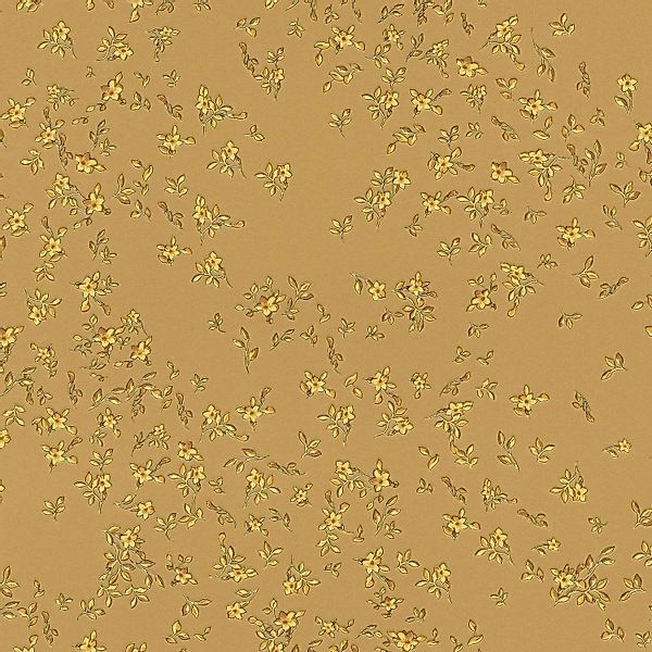 Bricoflor Goldene Tapete mit Kleinen Blümchen Vliestapete im Landhausstil m günstig online kaufen
