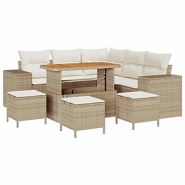 vidaXL Garten-Sofa-Set 9-Tlg Beige Poly Rattan 3362011 günstig online kaufen