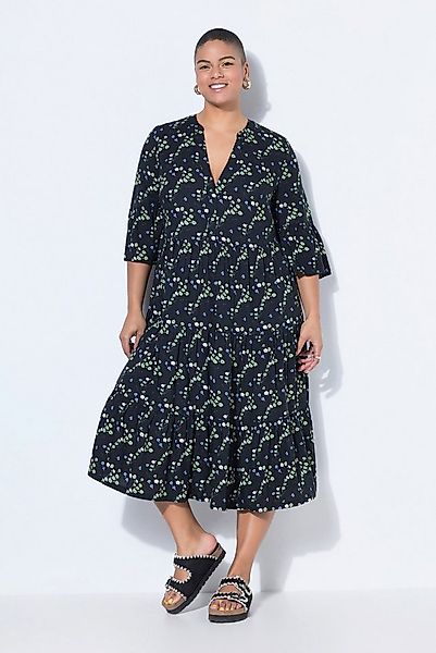 Studio Untold Maxikleid Midi-Kleid Alloverprint V-Ausschnitt Volants günstig online kaufen