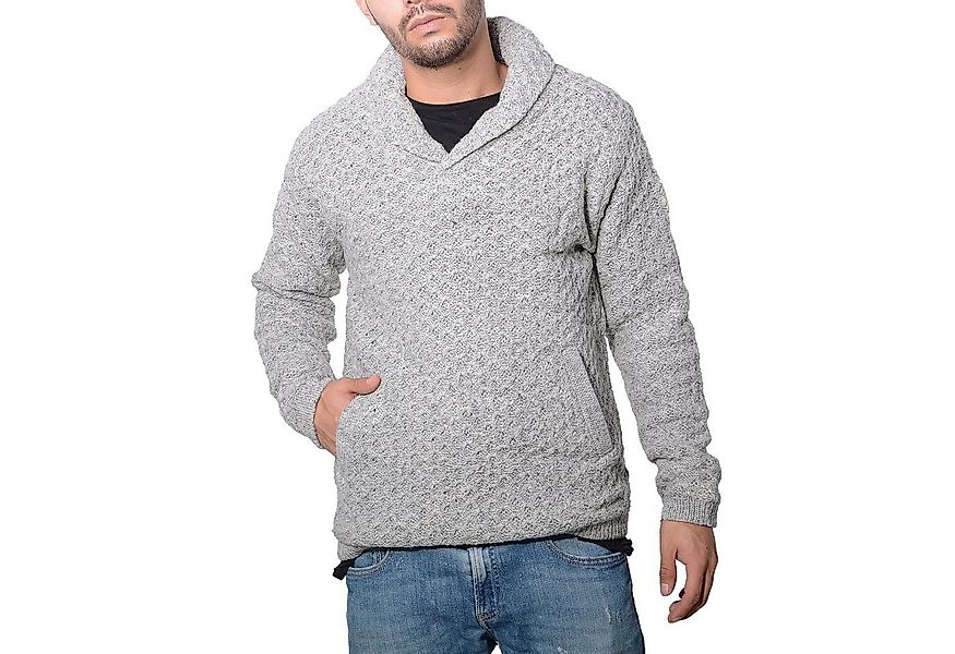 KUNST UND MAGIE Sweatshirt Herren Strickpullover Wollpullover+Schalkragen w günstig online kaufen