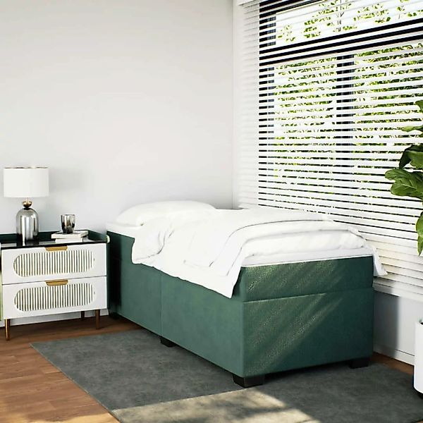 vidaXL Bett Boxspringbett mit Matratze Dunkelgrün günstig online kaufen