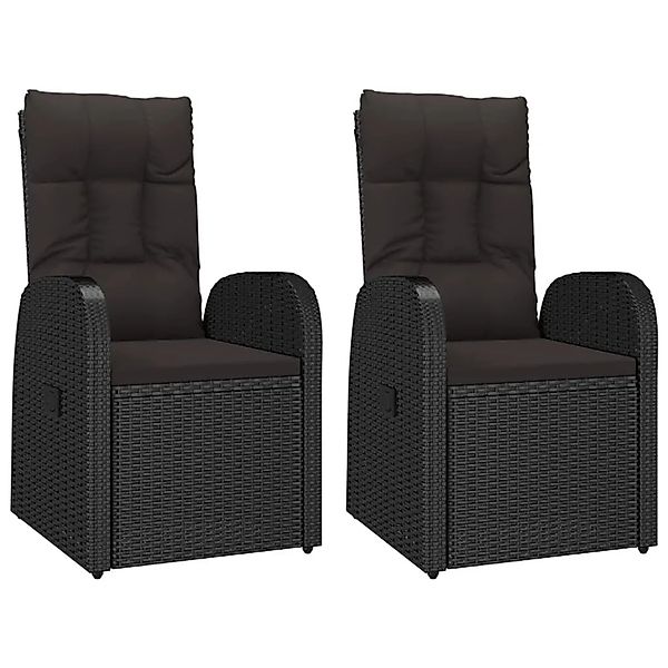 vidaXL Garten-Liegestühle 2 Stk mit Auflagen Poly-Rattan Schwarz 46065 günstig online kaufen