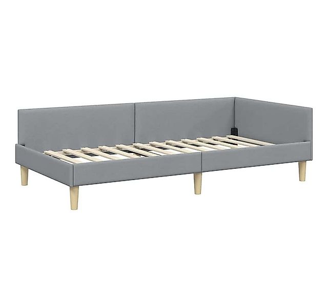 vidaXL Bett Eckbettgestell mit Kopfteil Hellgrau 90 x 190 cm Stoff (1-tlg) günstig online kaufen