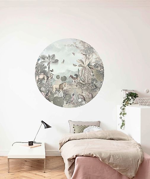 Sanders & Sanders Selbstklebende Runde Tapete Dschungel Multicolor Ø 125 cm günstig online kaufen